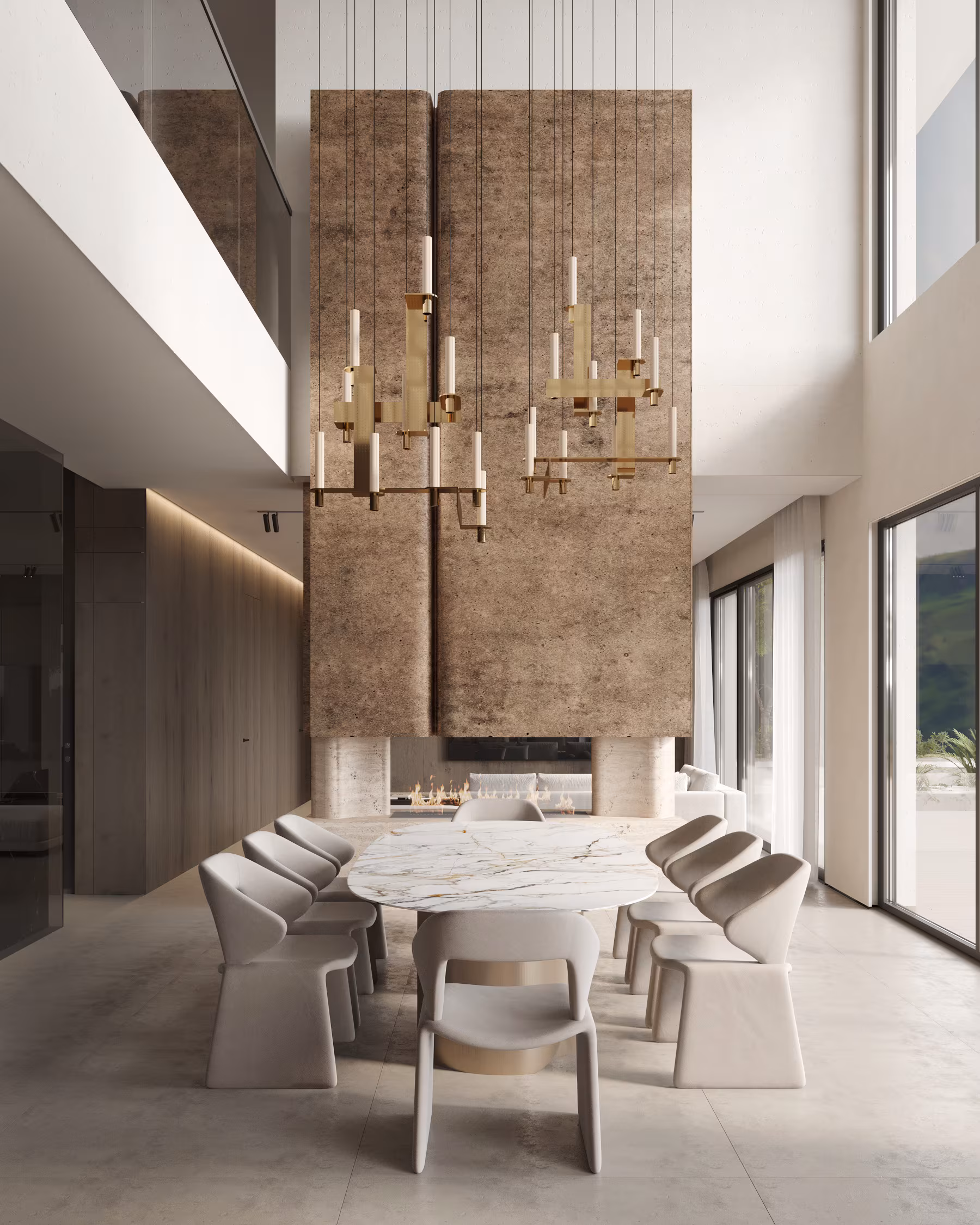 Dining space centered around circulation and function